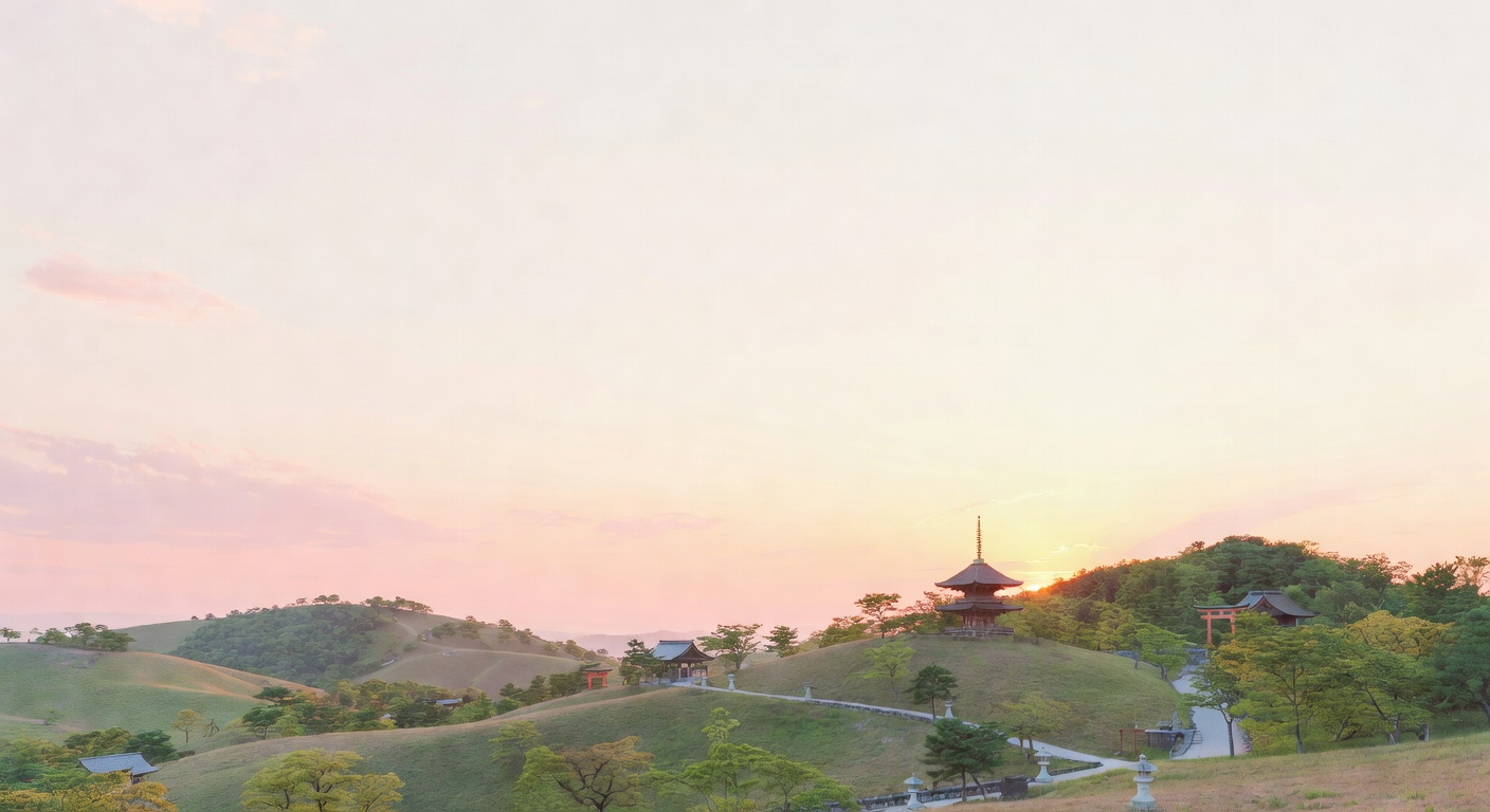 秋の夕暮れの丘