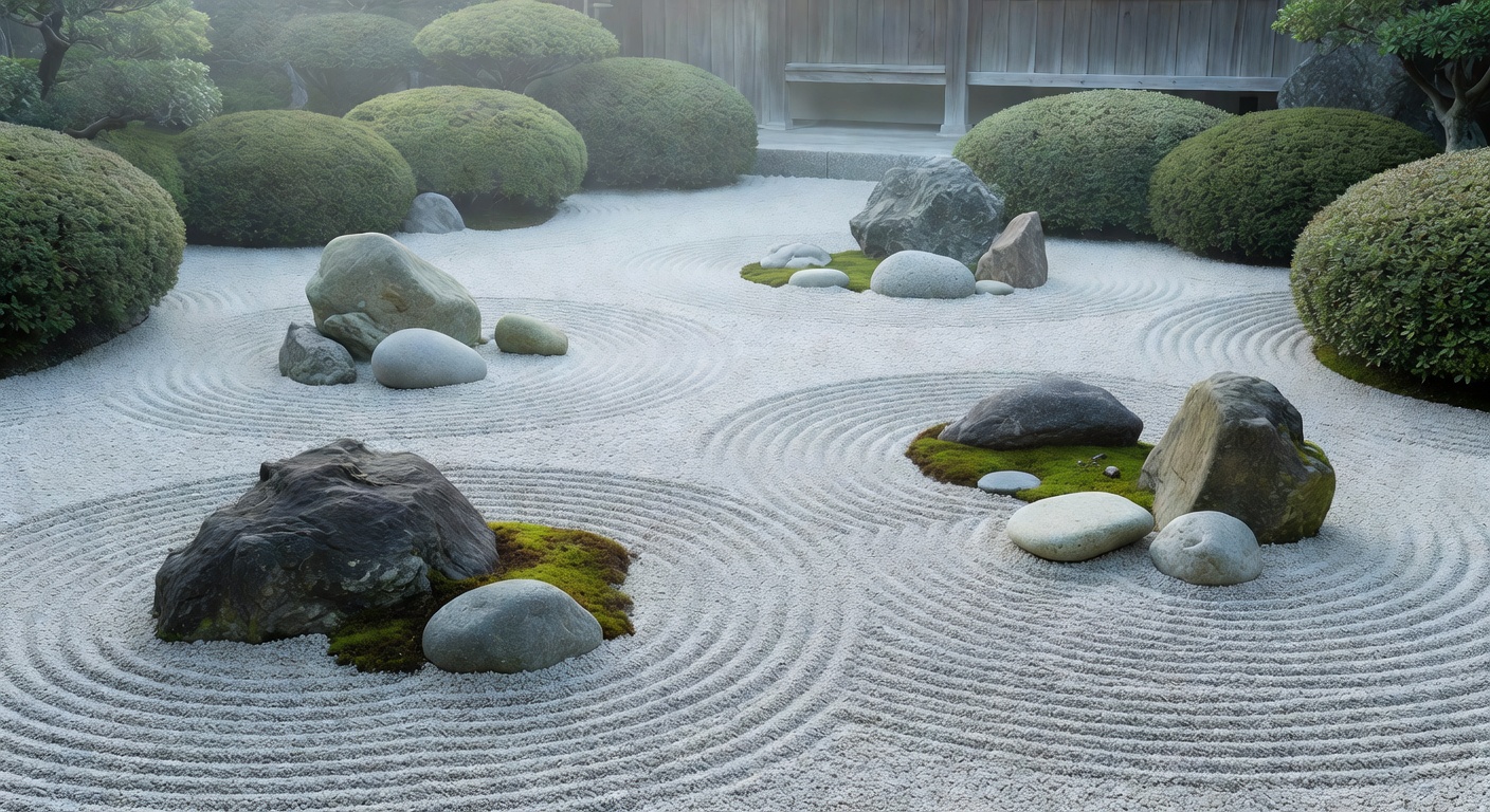 禅の石庭 — 静寂と調和